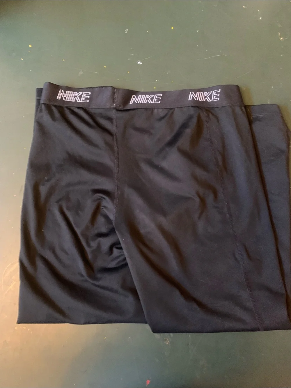 Nike Women’s Black Leggings with Logo Waistband and White Swoosh